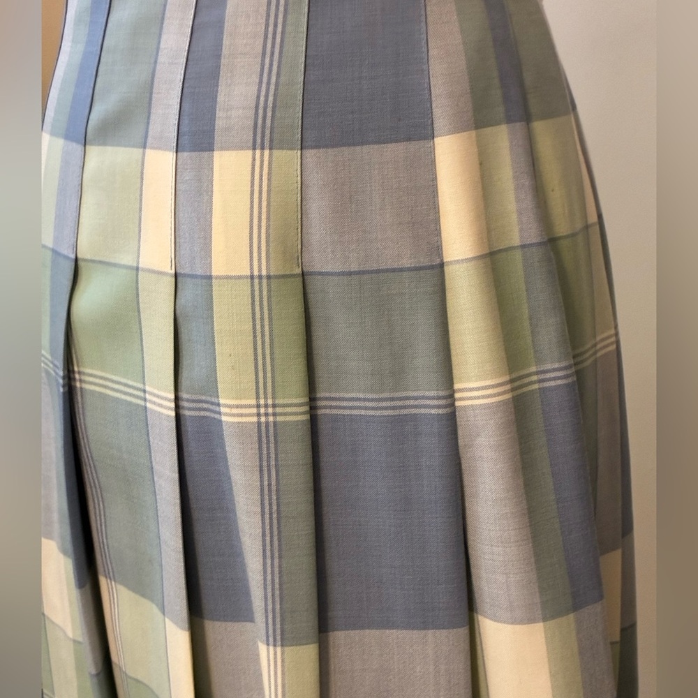 Pendleton Skirt in a Pastel Blue and Green Pleated Plaid Made in the USA - Picture 11 of 15